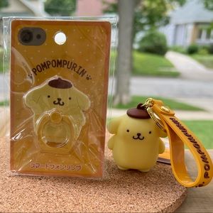 BNWT Japan Sanrio - Smart Phone Ring & 3D Keychain: Pompompurin